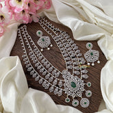 Vriksham Exquisite Bridal American Diamond 3 Layered Neckpiece-Green-G16888